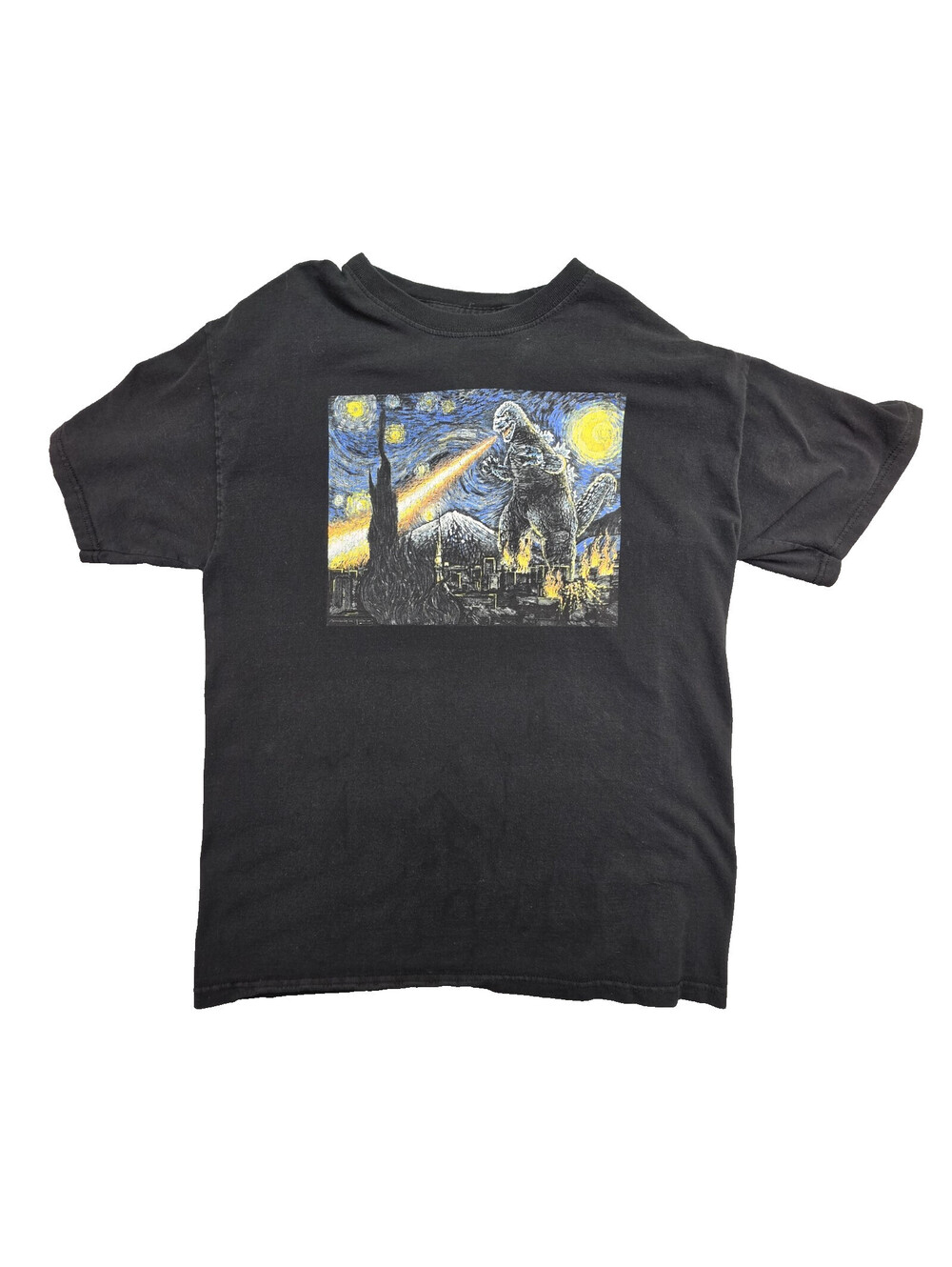 Godzilla Graphic Tee Black Cotton Crew Neck Short Sleeve Size L
